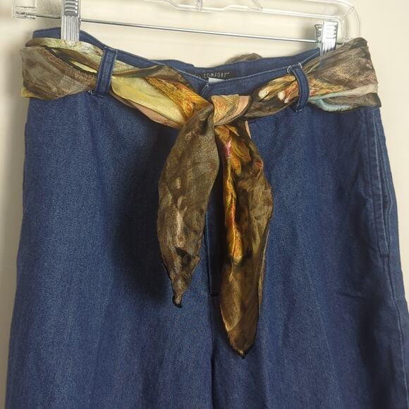 Highwaisted 100% Cotton Shorts, Thigh Length Scarf Belt Women's Size Medium - Picture 4 of 11